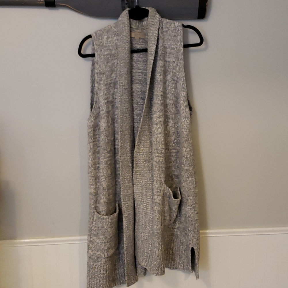 Sweater long vest gray and white mix